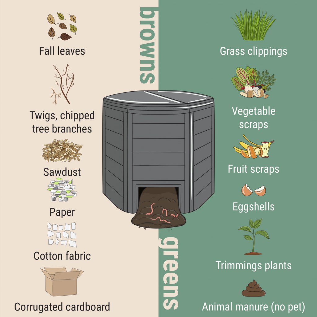 Green and brown compost materials